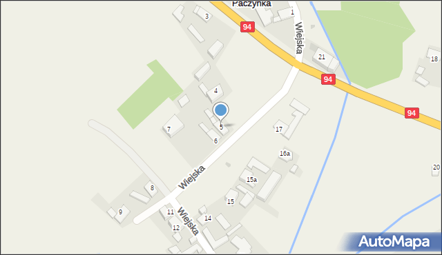 Paczynka, Wiejska, 5, mapa Paczynka