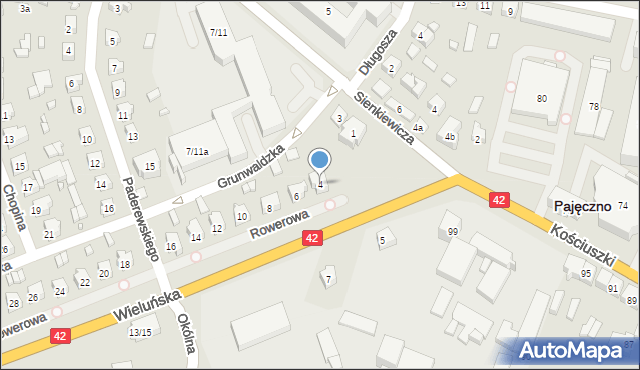 Pajęczno, Wieluńska, 4, mapa Pajęczno