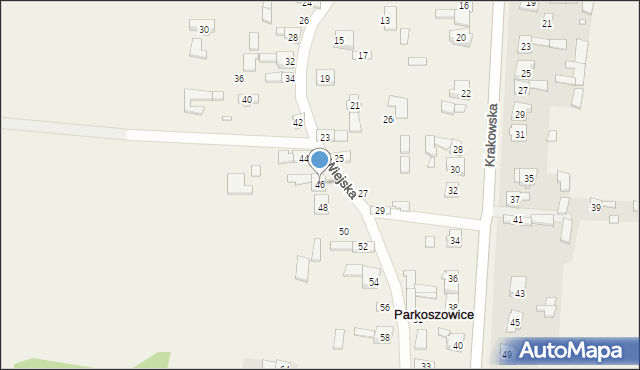 Parkoszowice, Wiejska, 46, mapa Parkoszowice