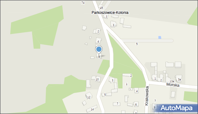 Parkoszowice, Wiejska, 8, mapa Parkoszowice