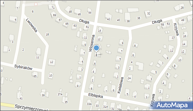 Pasłęk, Wiosenna, 8, mapa Pasłęk