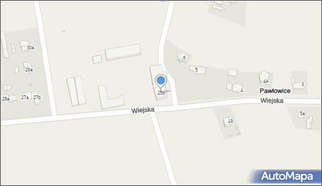 Pawłowice, Wiejska, 25b, mapa Pawłowice