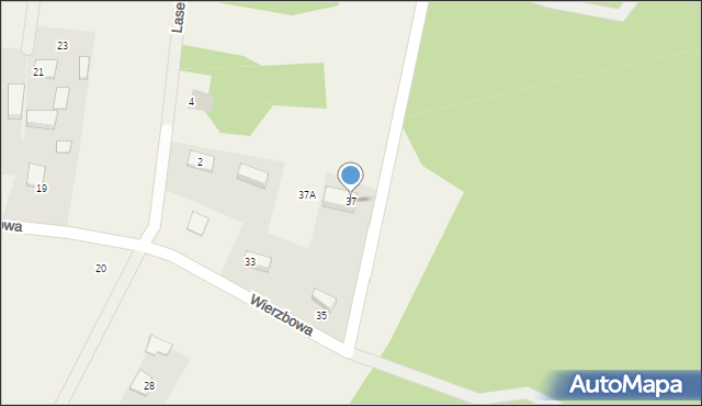 Pęclin, Wierzbowa, 37, mapa Pęclin