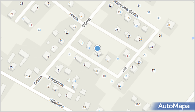 Pępowo, Wichrowa Górka, 5, mapa Pępowo