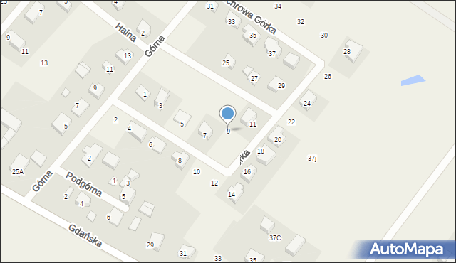 Pępowo, Wichrowa Górka, 9, mapa Pępowo