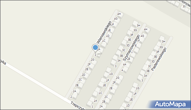 Pępowo, Wieniawskiego, 4, mapa Pępowo