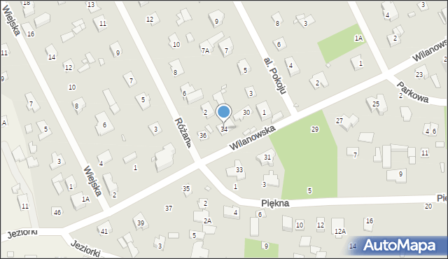 Piaseczno, Wilanowska, 34, mapa Piaseczno