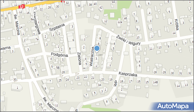 Piaski, Wiatraczna, 4, mapa Piaski