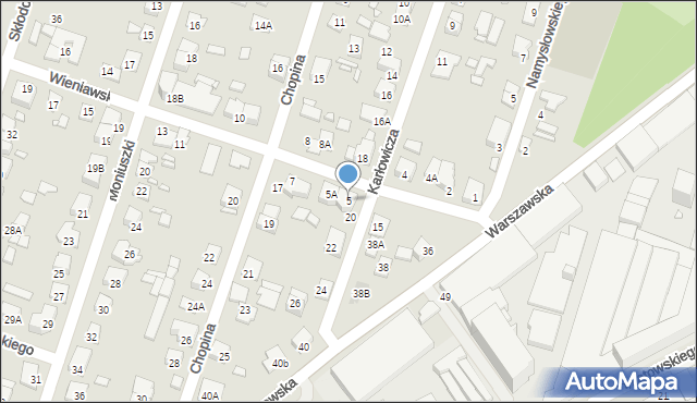 Piastów, Wieniawskiego Henryka, 5, mapa Piastów