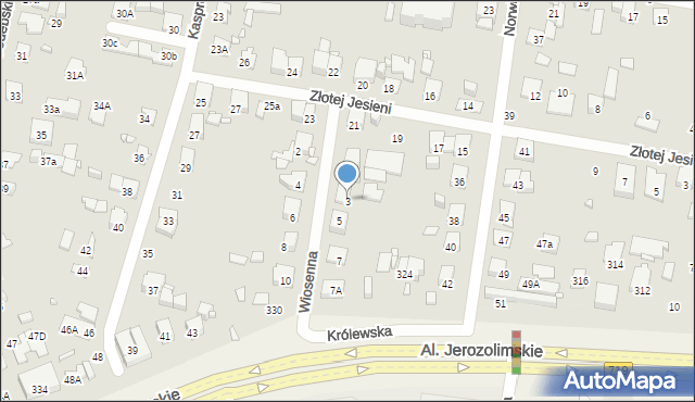 Piastów, Wiosenna, 3, mapa Piastów