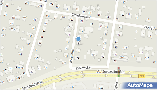 Piastów, Wiosenna, 5A, mapa Piastów