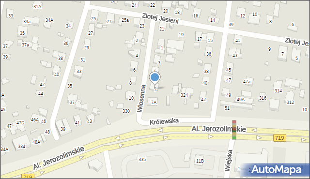 Piastów, Wiosenna, 7, mapa Piastów