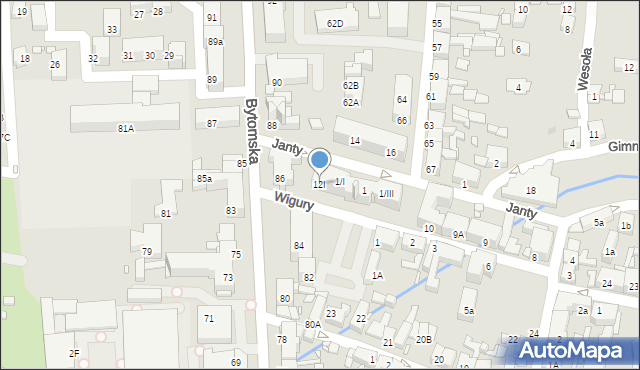 Piekary Śląskie, Wigury Stanisława, inż. pil., 12I, mapa Piekary Śląskie