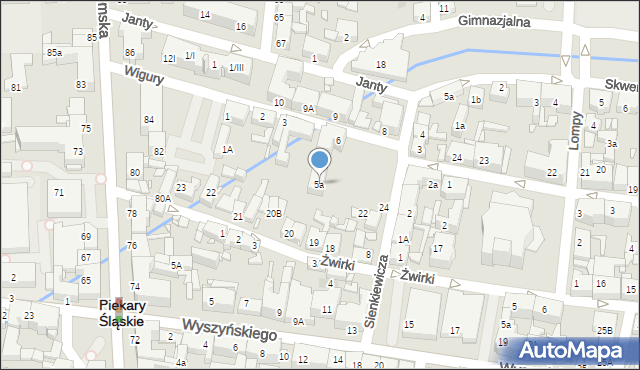 Piekary Śląskie, Wigury Stanisława, inż. pil., 5a, mapa Piekary Śląskie