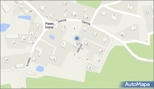 Piekło Dolne, Wilcza, 5, mapa Piekło Dolne