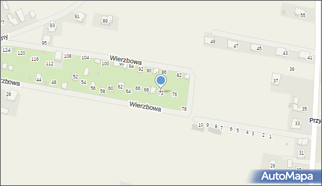 Pielgrzymowice, Wierzbowa, 72, mapa Pielgrzymowice