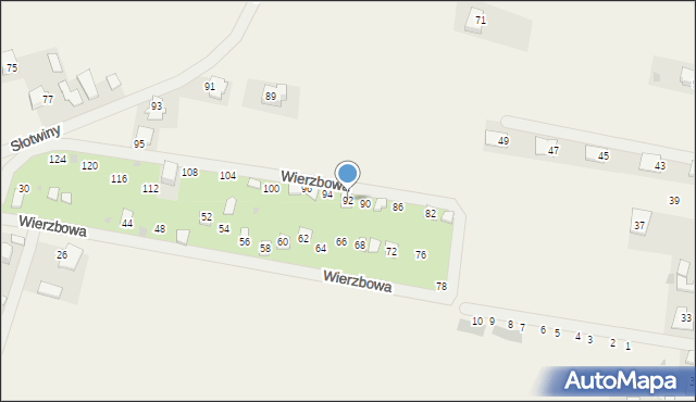 Pielgrzymowice, Wierzbowa, 92, mapa Pielgrzymowice