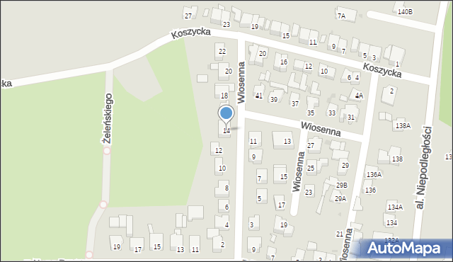 Piła, Wiosenna, 14, mapa Piły