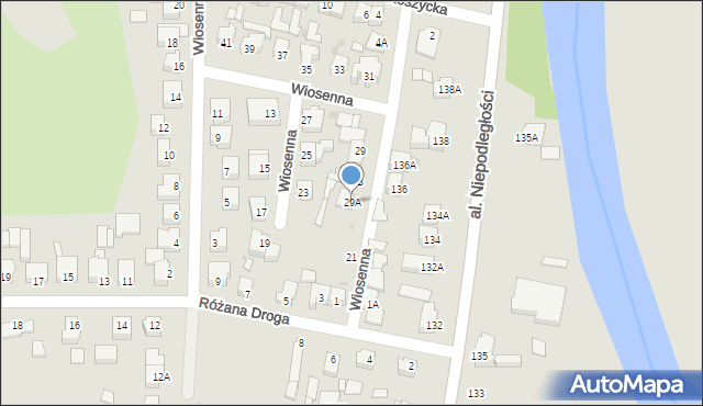 Piła, Wiosenna, 29A, mapa Piły