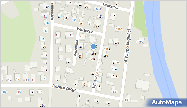 Piła, Wiosenna, 29B, mapa Piły