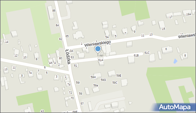 Piotrków Trybunalski, Wieniawskiego Henryka, 2A, mapa Piotrków Trybunalski