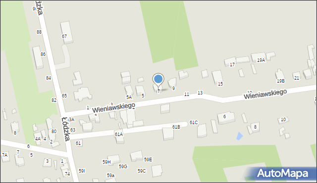 Piotrków Trybunalski, Wieniawskiego Henryka, 7, mapa Piotrków Trybunalski