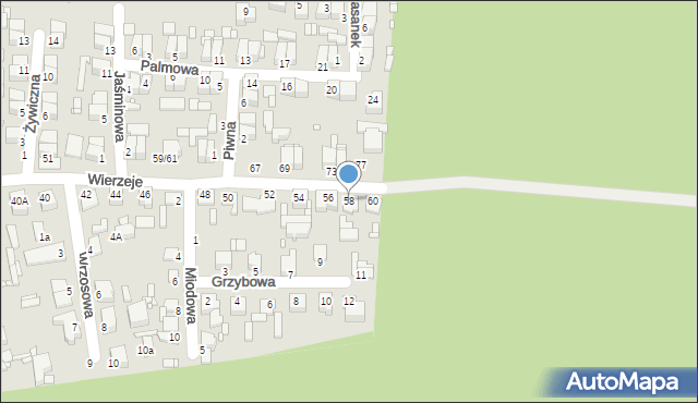 Piotrków Trybunalski, Wierzeje, 58, mapa Piotrków Trybunalski