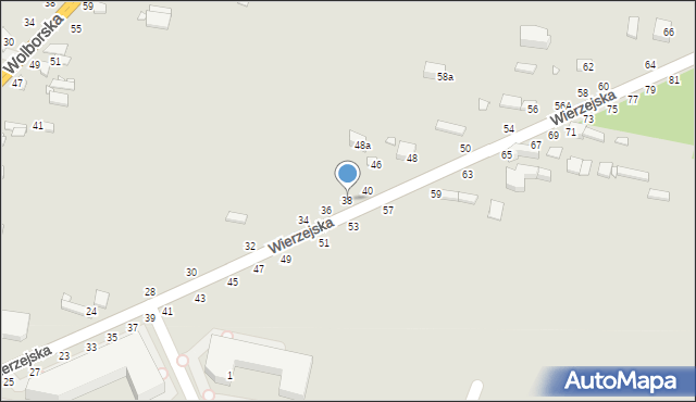 Piotrków Trybunalski, Wierzejska, 38, mapa Piotrków Trybunalski