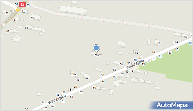 Piotrków Trybunalski, Wierzejska, 58a, mapa Piotrków Trybunalski