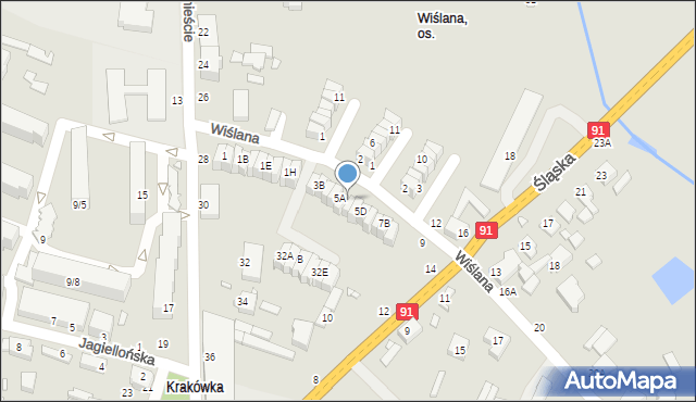 Piotrków Trybunalski, Wiślana, 5B, mapa Piotrków Trybunalski