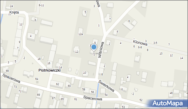 Piotrkowiczki, Wiśniowa, 1, mapa Piotrkowiczki