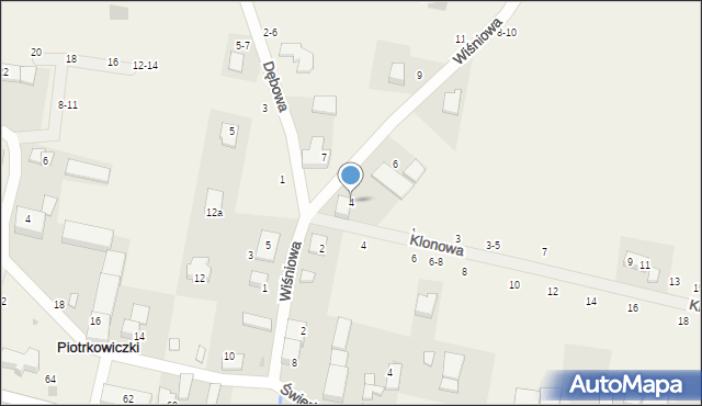 Piotrkowiczki, Wiśniowa, 4, mapa Piotrkowiczki