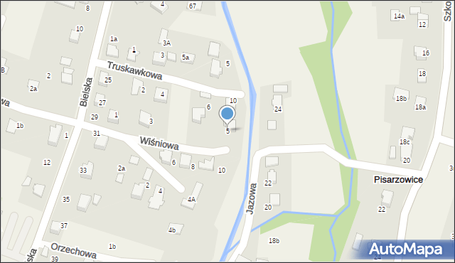 Pisarzowice, Wiśniowa, 5, mapa Pisarzowice