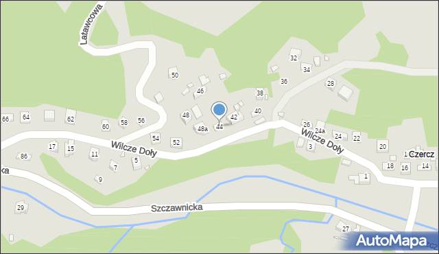 Piwniczna-Zdrój, Wilcze Doły, 44, mapa Piwniczna-Zdrój
