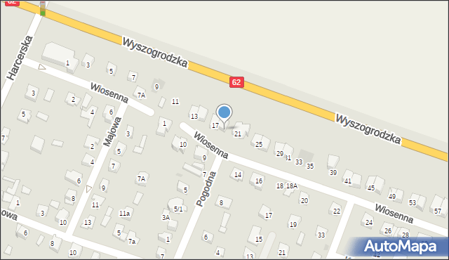 Płock, Wiosenna, 19, mapa Płock