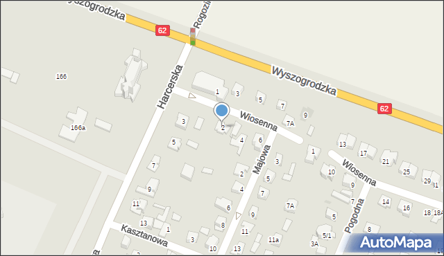 Płock, Wiosenna, 2, mapa Płock