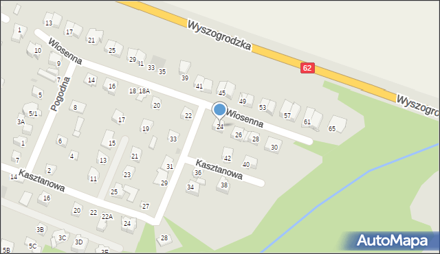 Płock, Wiosenna, 24, mapa Płock