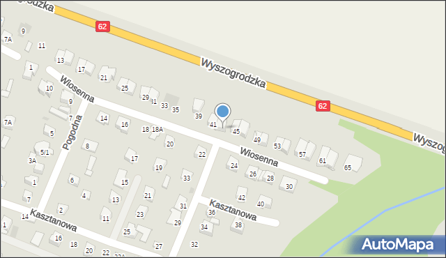 Płock, Wiosenna, 43, mapa Płock