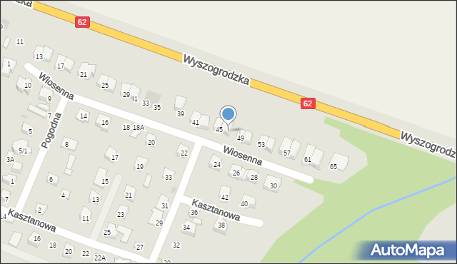 Płock, Wiosenna, 47, mapa Płock