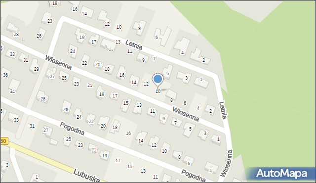 Płoty, Wiosenna, 10, mapa Płoty