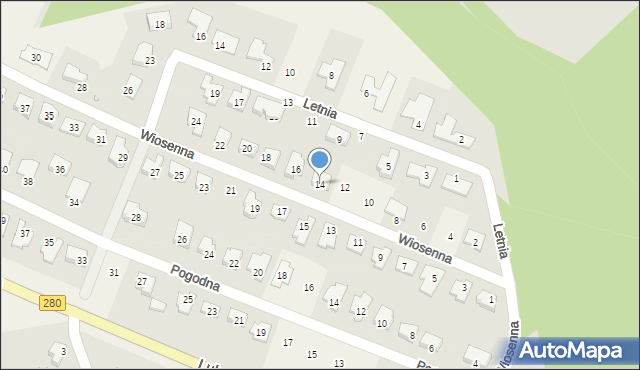 Płoty, Wiosenna, 14, mapa Płoty