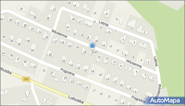 Płoty, Wiosenna, 17, mapa Płoty