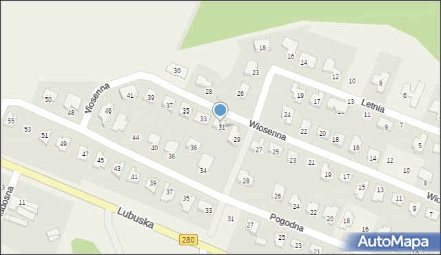 Płoty, Wiosenna, 31, mapa Płoty