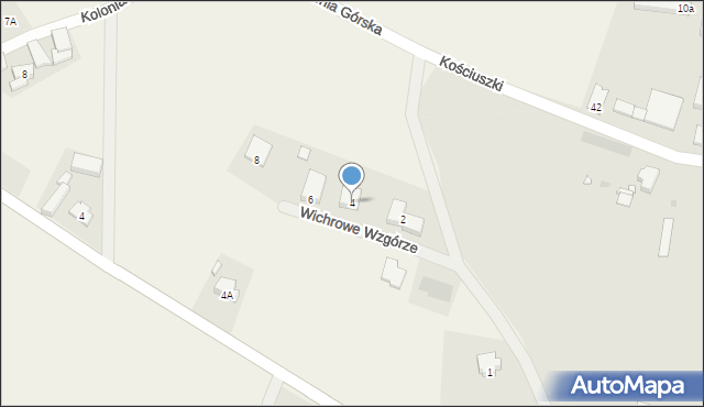 Podbrzezie Dolne, Wichrowe Wzgórze, 4, mapa Podbrzezie Dolne