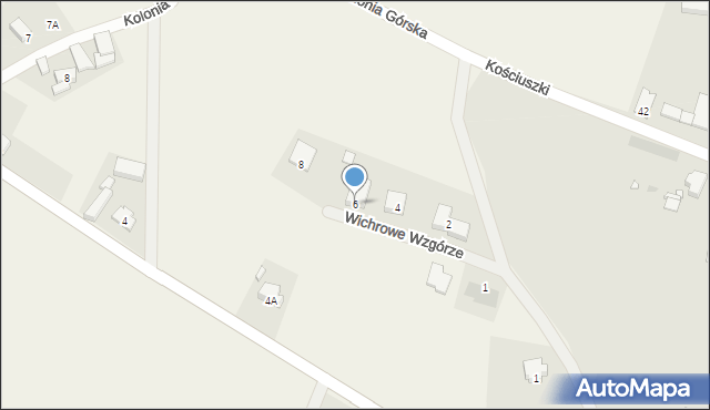 Podbrzezie Dolne, Wichrowe Wzgórze, 6, mapa Podbrzezie Dolne