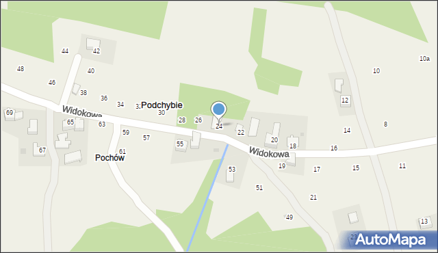 Podchybie, Widokowa, 24, mapa Podchybie