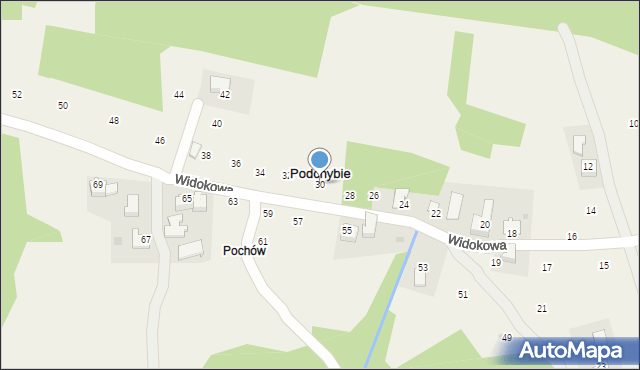 Podchybie, Widokowa, 30, mapa Podchybie
