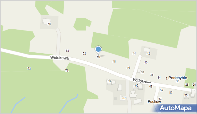Podchybie, Widokowa, 50, mapa Podchybie