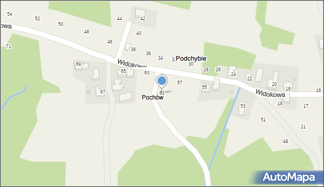 Podchybie, Widokowa, 61, mapa Podchybie