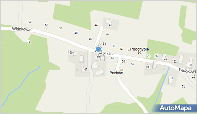 Podchybie, Widokowa, 65, mapa Podchybie